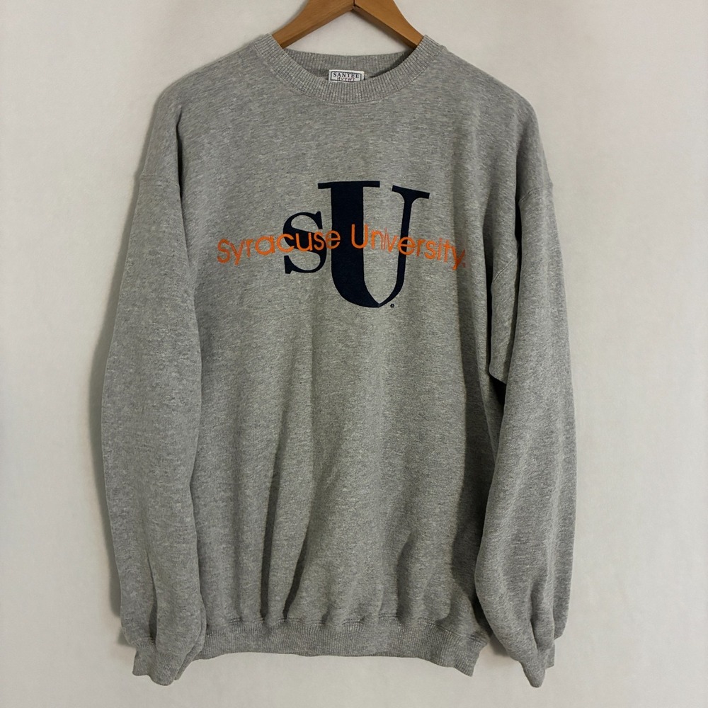 Vtg Syracuse University USA Made Sweatshirt L Crewneck Pullover Sweater Preppy